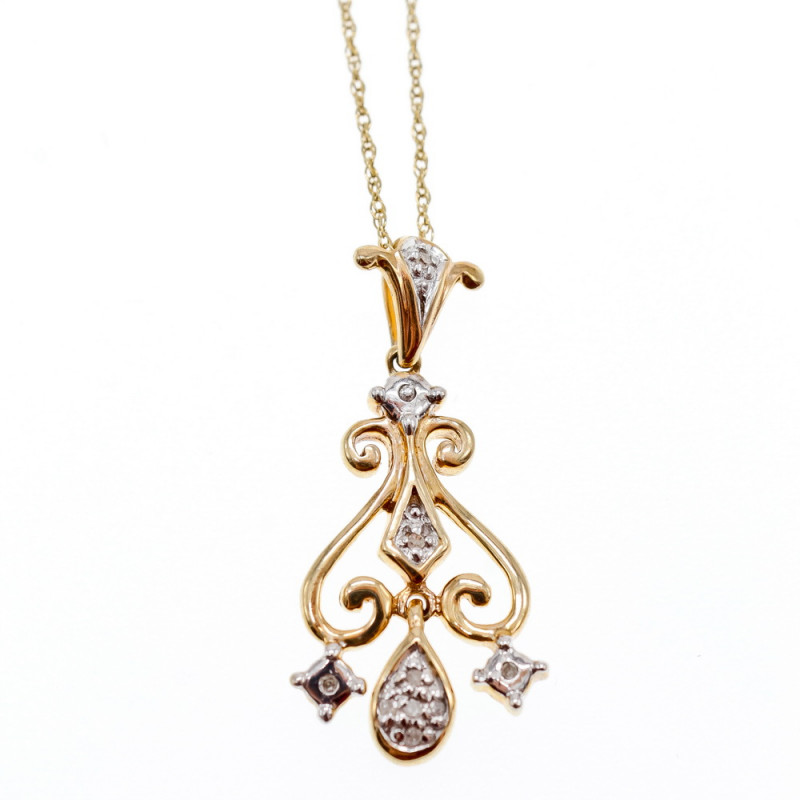 Sky Jewelry Золотая цепочка с кулоном бриллиант  Шедевр