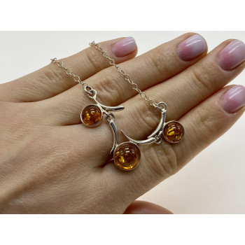Sky Jewelry Серебряное ожерелье с янтарем  Эмоция