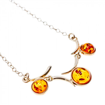 Sky Jewelry Серебряное ожерелье с янтарем  Эмоция