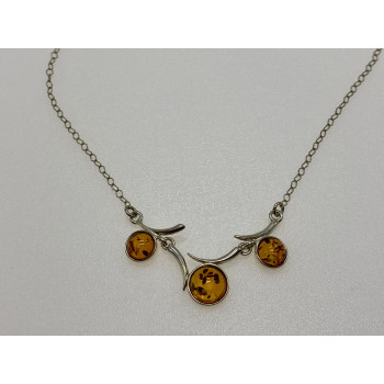 Sky Jewelry Серебряное ожерелье с янтарем  Эмоция