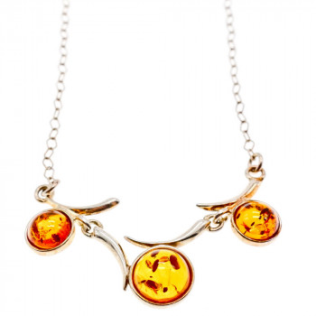 Sky Jewelry Серебряное ожерелье с янтарем  Эмоция
