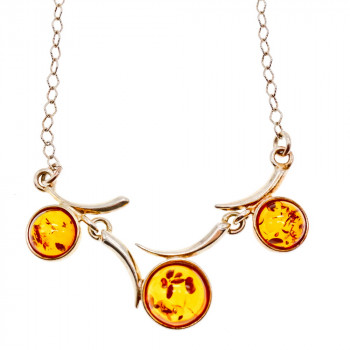 Sky Jewelry Серебряное ожерелье с янтарем  Эмоция