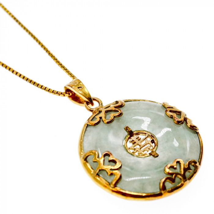 Sky Jewelry Серебряная цепочка с кулоном в позолоте с нефритом