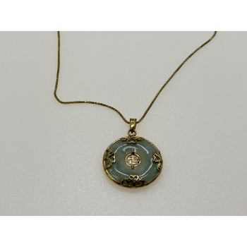 Sky Jewelry Серебряная цепочка с кулоном в позолоте с нефритом