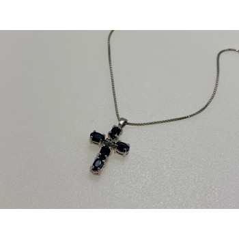 Sky Jewelry Серебряная цепочка с крестиком шпинель и бриллиант