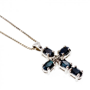 Sky Jewelry Серебряная цепочка с крестиком шпинель и бриллиант