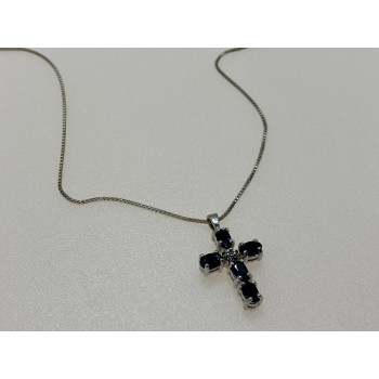 Sky Jewelry Серебряная цепочка с крестиком шпинель и бриллиант