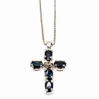 Sky Jewelry Серебряная цепочка с крестиком шпинель и бриллиант