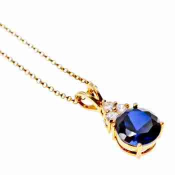 Sky Jewelry Серебряная цепочка с кулоном в позолоте шпинель и фианит