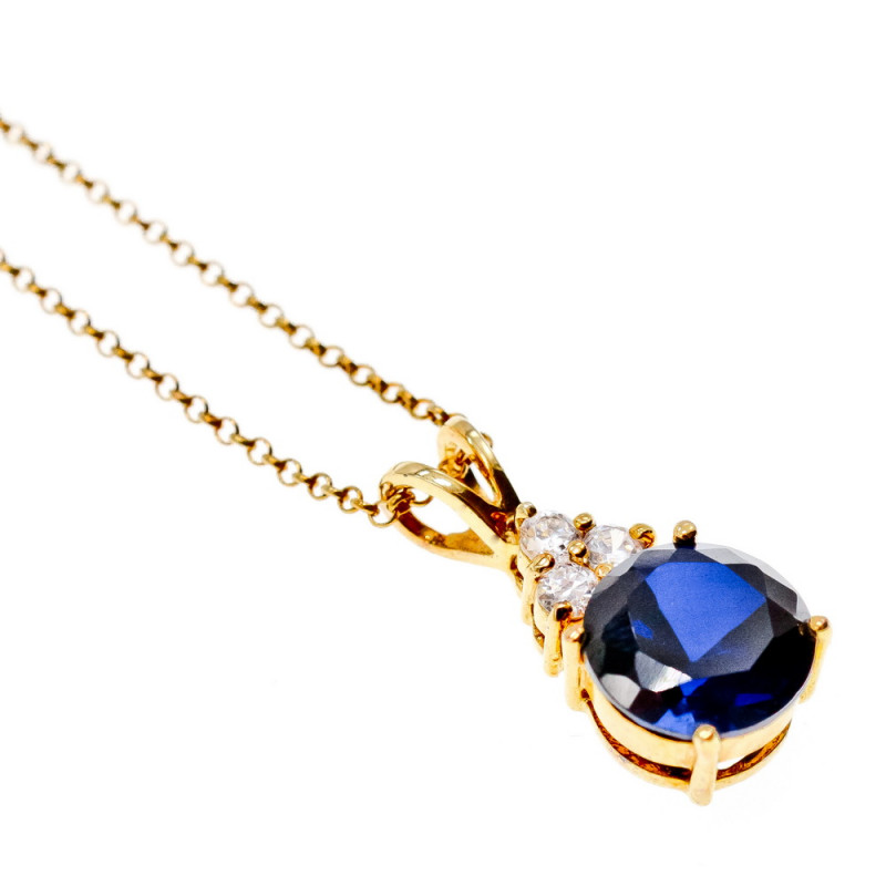 Sky Jewelry Серебряная цепочка с кулоном в позолоте шпинель и фианит