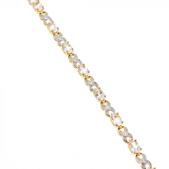 Sky Jewelry Серебряный браслет в позолоте с аквамарином Нежность