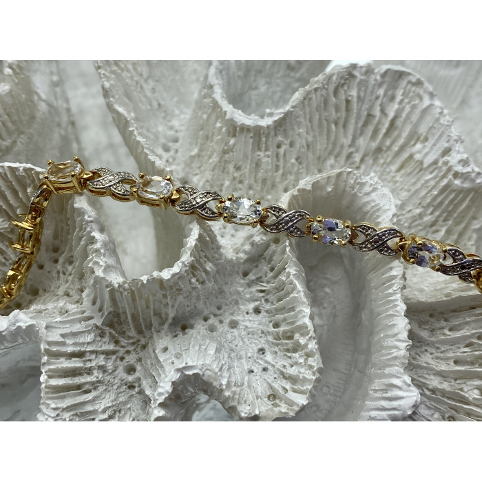 Sky Jewelry Серебряный браслет в позолоте с аквамарином Нежность