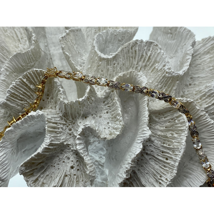 Sky Jewelry Серебряный браслет в позолоте с аквамарином Нежность