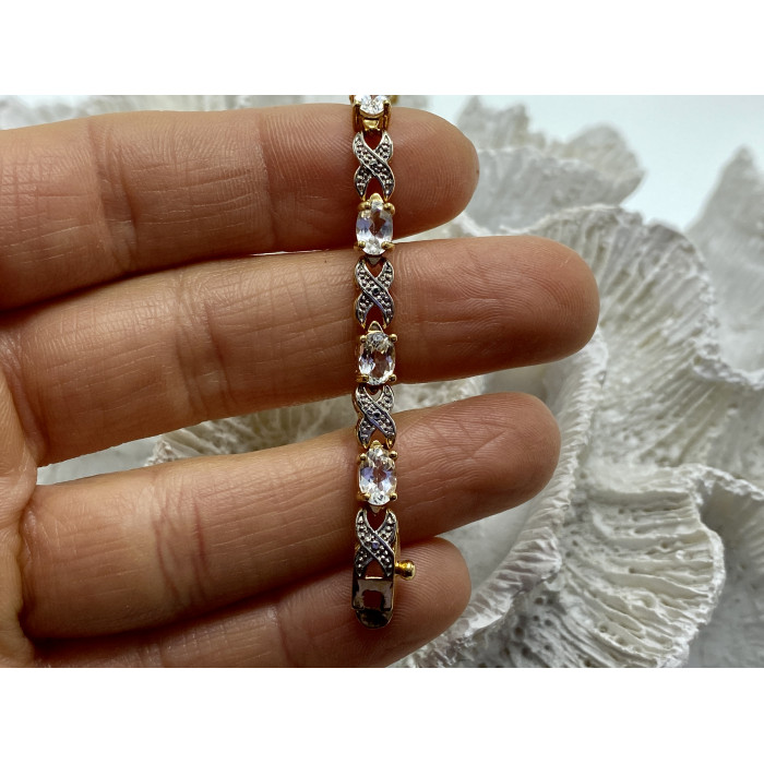 Sky Jewelry Серебряный браслет в позолоте с аквамарином Нежность