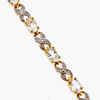 Sky Jewelry Серебряный браслет в позолоте с аквамарином Нежность