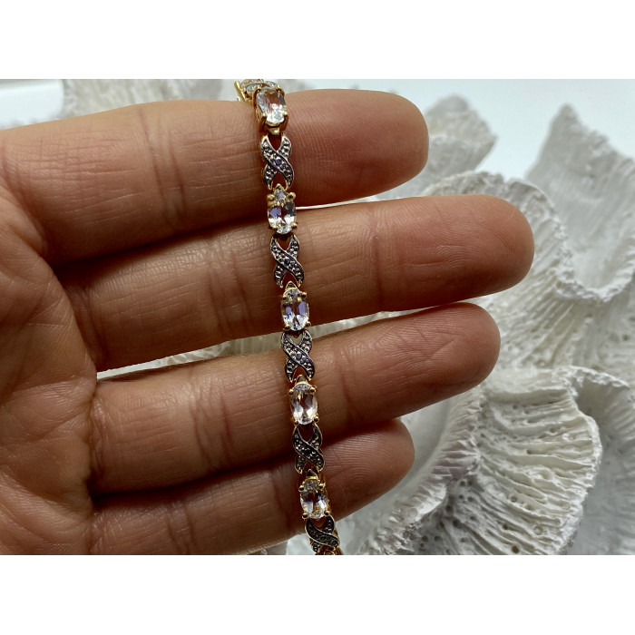 Sky Jewelry Серебряный браслет в позолоте с аквамарином Нежность