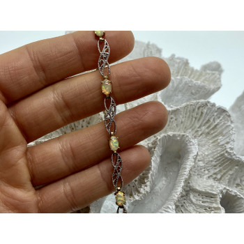 Sky Jewelry Серебряный браслет с опалом и бриллиантом