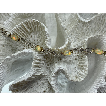 Sky Jewelry Серебряный браслет с опалом и бриллиантом