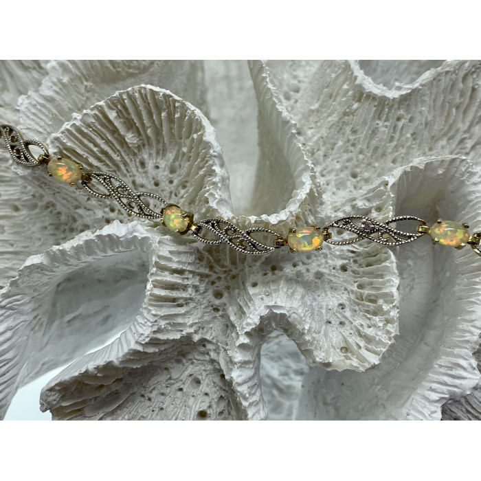 Sky Jewelry Серебряный браслет с опалом и бриллиантом