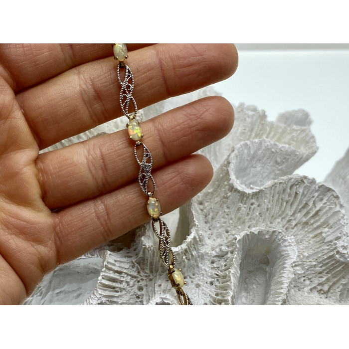 Sky Jewelry Серебряный браслет с опалом и бриллиантом