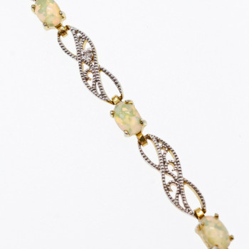 Sky Jewelry Серебряный браслет с опалом и бриллиантом