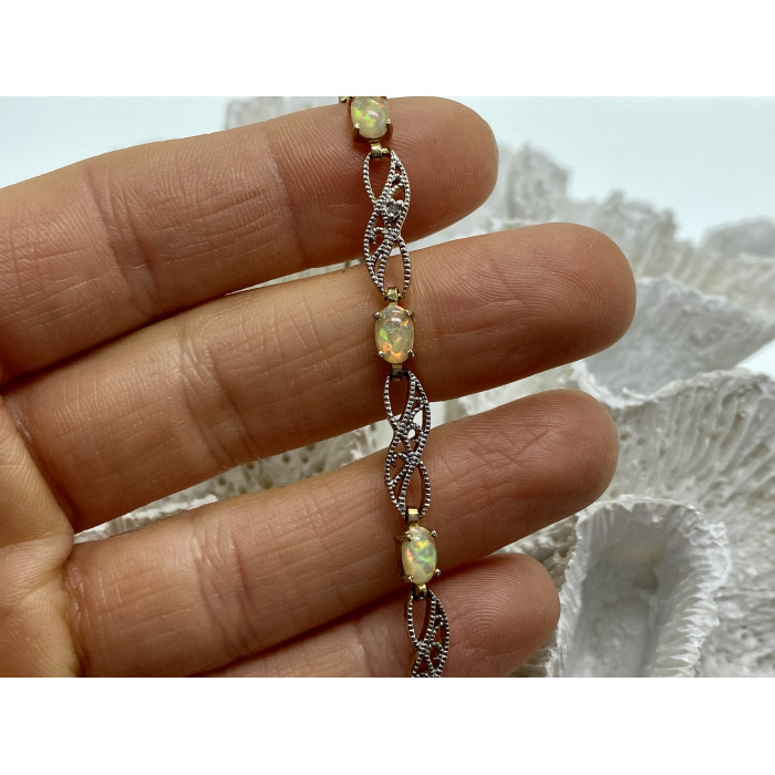 Sky Jewelry Серебряный браслет с опалом и бриллиантом