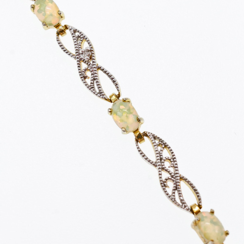 Sky Jewelry Серебряный браслет с опалом и бриллиантом