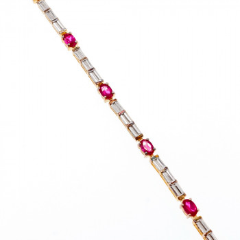 Sky Jewelry Серебряный браслет в позолоте со шпинелью и фианитом  Романтика