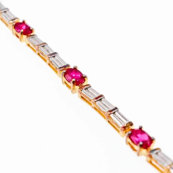 Sky Jewelry Серебряный браслет в позолоте со шпинелью и фианитом  Романтика