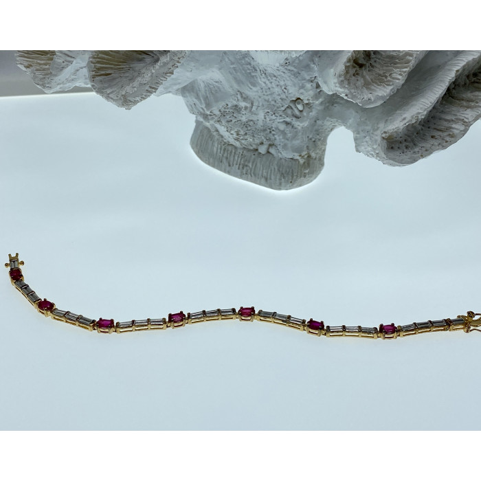 Sky Jewelry Серебряный браслет в позолоте со шпинелью и фианитом  Романтика