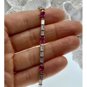 Sky Jewelry Серебряный браслет в позолоте со шпинелью и фианитом  Романтика