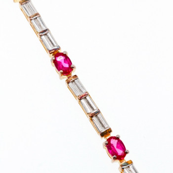 Sky Jewelry Серебряный браслет в позолоте со шпинелью и фианитом  Романтика