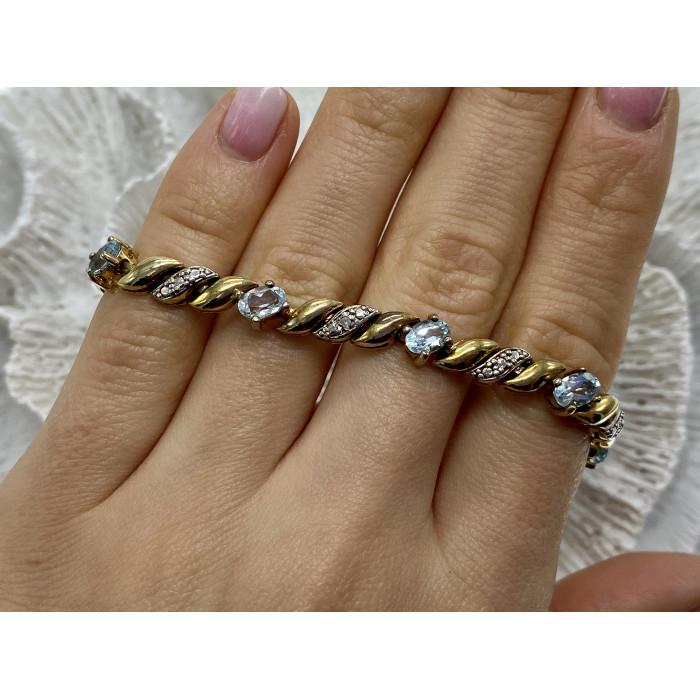 Sky Jewelry Серебряный браслет в позолоте со шпинелью и бриллиантом