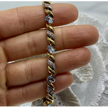 Sky Jewelry Серебряный браслет в позолоте со шпинелью и бриллиантом