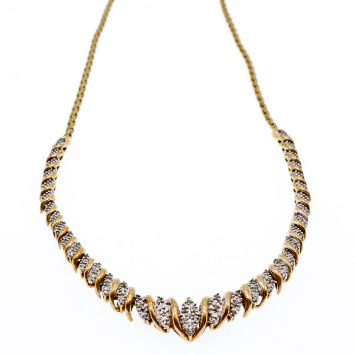 Sky Jewelry Серебряное ожерелье в позолоте с бриллиантами  Королева