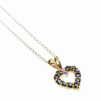 Sky Jewelry Золотая цепочка с кулоном сапфир и бриллиант  Любовь
