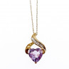 Sky Jewelry Золотая цепочка с кулоном аметист и бриллиант  Сердце