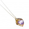Sky Jewelry Золотая цепочка с кулоном аметист и бриллиант  Сердце