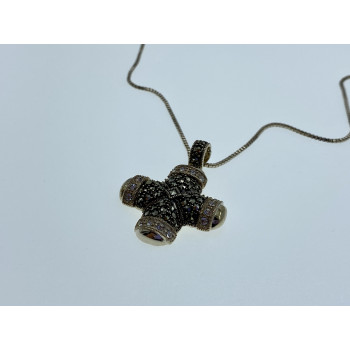 Sky Jewelry Серебряная цепочка с крестом марказит и фианит