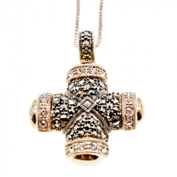 Sky Jewelry Серебряная цепочка с крестом марказит и фианит