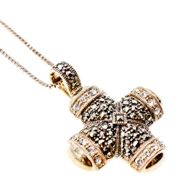 Sky Jewelry Серебряная цепочка с крестом марказит и фианит