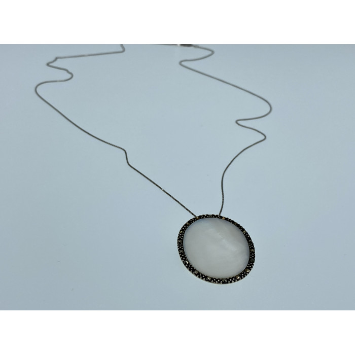 Sky Jewelry Серебряная цепочка с кулоном перламутр и марказит