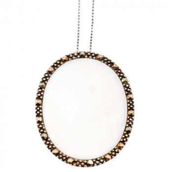 Sky Jewelry Серебряная цепочка с кулоном перламутр и марказит