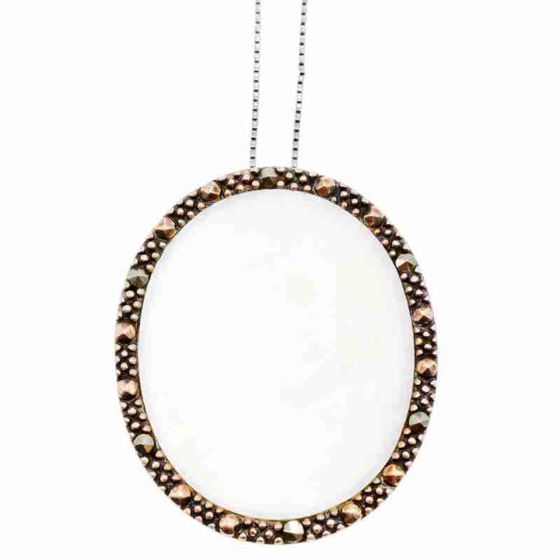 Sky Jewelry Серебряная цепочка с кулоном перламутр и марказит