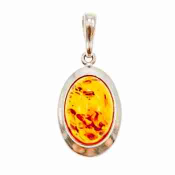 Sky Jewelry Серебряный кулон с янтарем  Классика