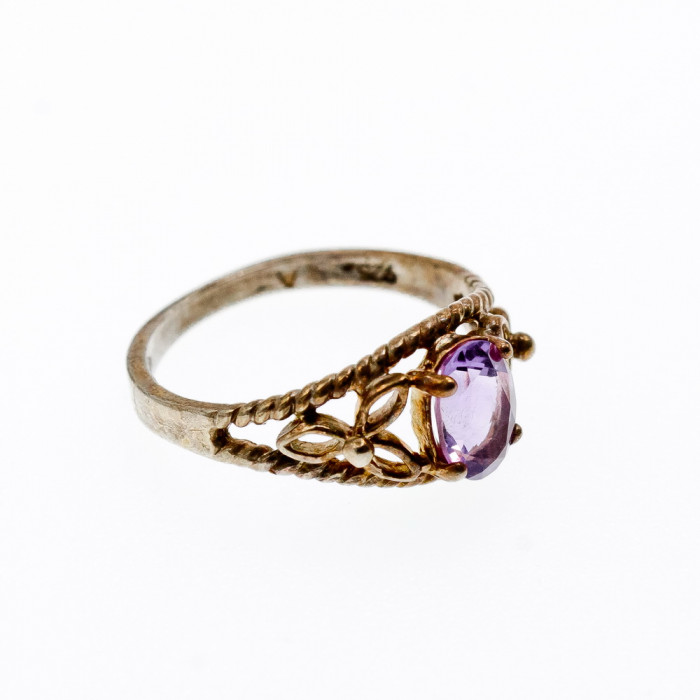 Sky Jewelry Ажурное серебряное кольцо с аметистом