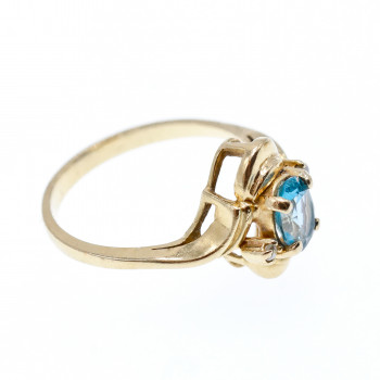 Sky Jewelry Золотое кольцо с топазом и бриллиантами   Лагуна