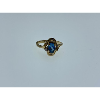 Sky Jewelry Золотое кольцо с топазом и бриллиантами   Лагуна