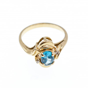 Sky Jewelry Золотое кольцо с топазом и бриллиантами   Лагуна