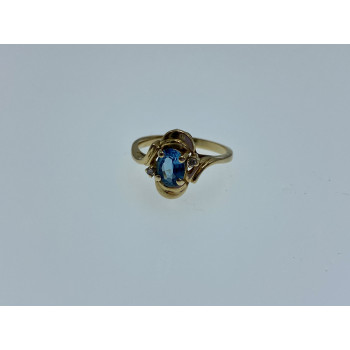 Sky Jewelry Золотое кольцо с топазом и бриллиантами   Лагуна